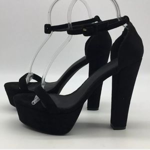 Susi black suede platform ankle strap heels size 7